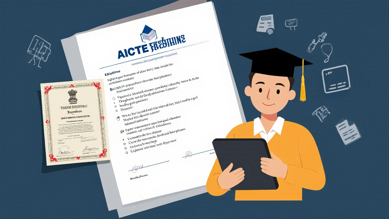 Graduate reviewing diploma eligibility on tablet.