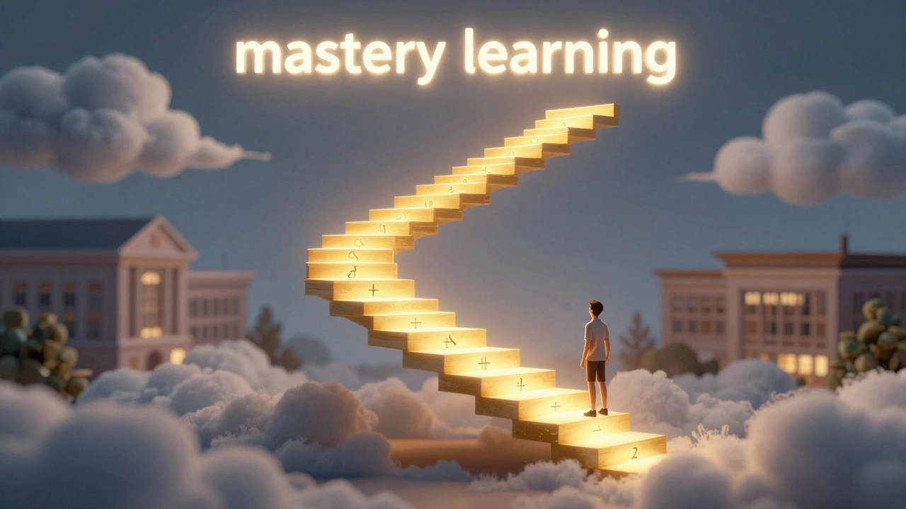Golden staircase symbolizing academic mastery and skill progression towards higher knowledge.