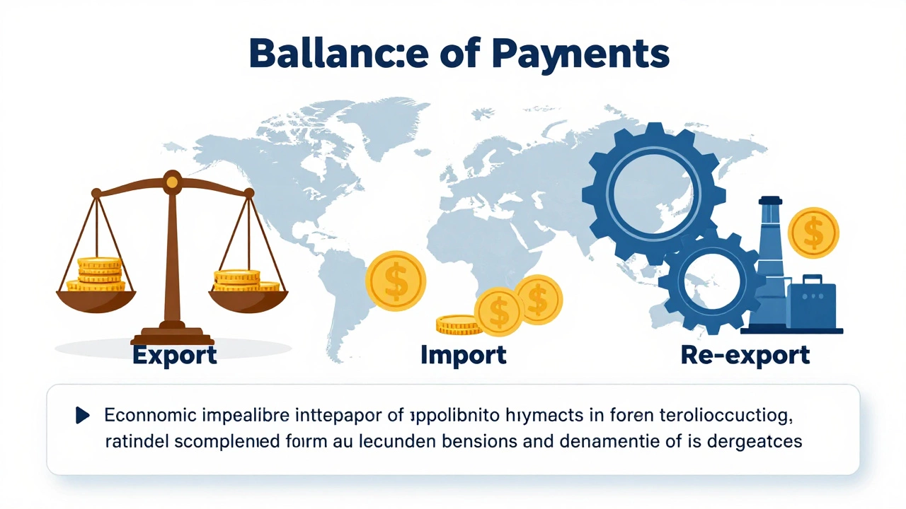 Illustration comparing economic impacts of the three trade types on balance of payments.