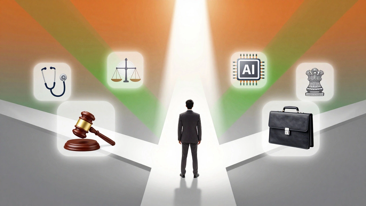 Symbolic illustration of various prestigious career paths in India