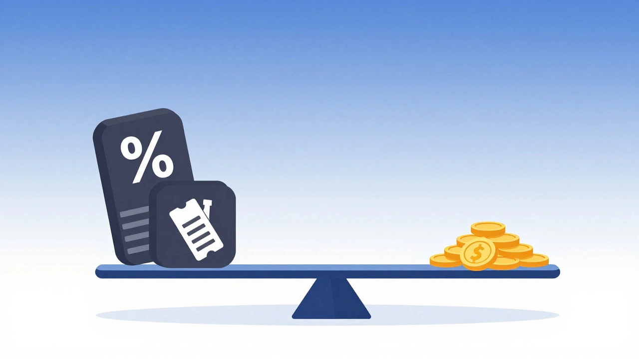 Balance scale showing trading fees outweighing a small investment portfolio