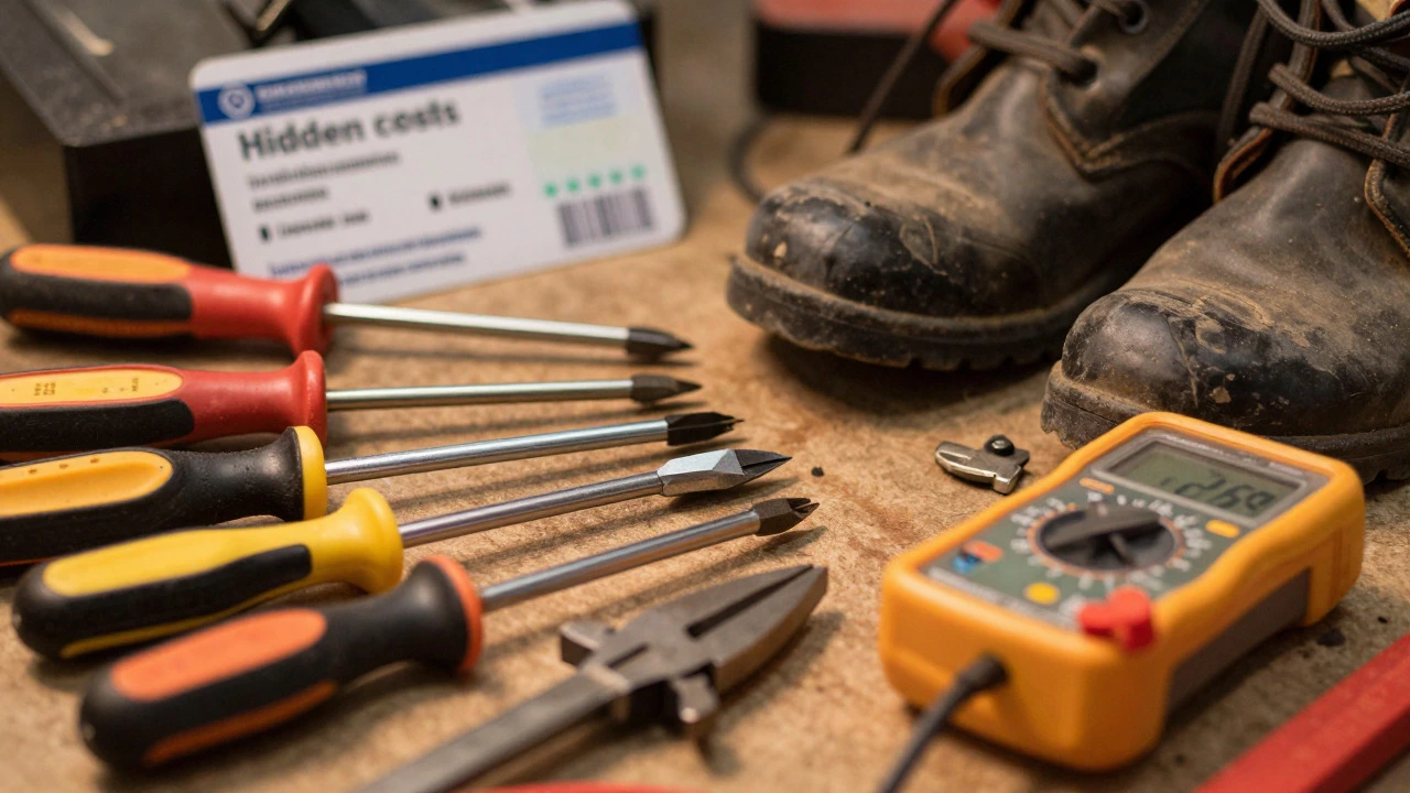 Electrician tools on workbench representing hidden startup costs