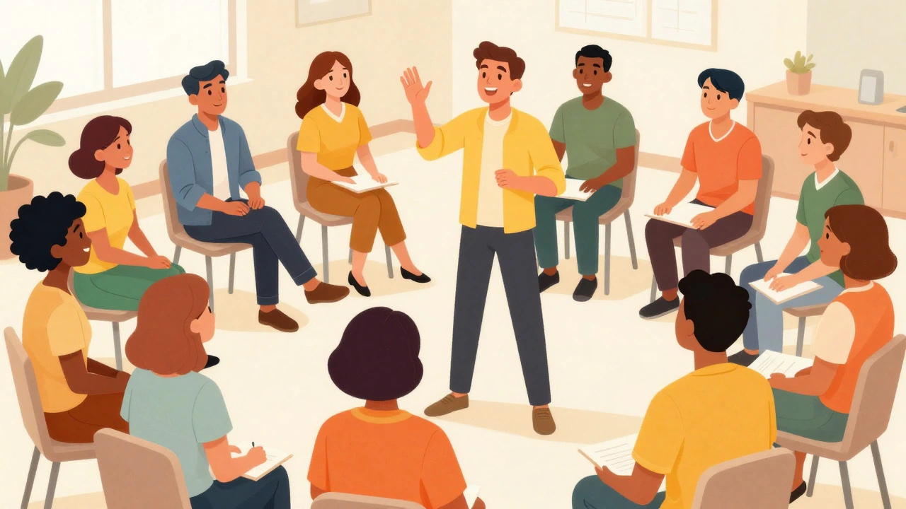 Diverse adults participating in a collaborative communication workshop