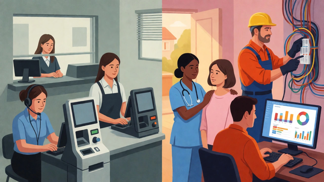 Contrast between declining traditional jobs and thriving human-centric careers