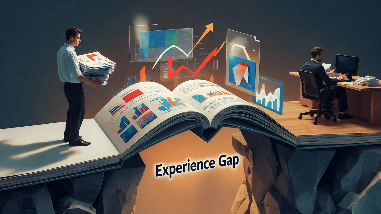 Conceptual image of a portfolio bridging the gap to a marketing job.